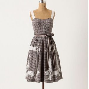 Anthropologie Anonna Dress Brown and White Midi Dress